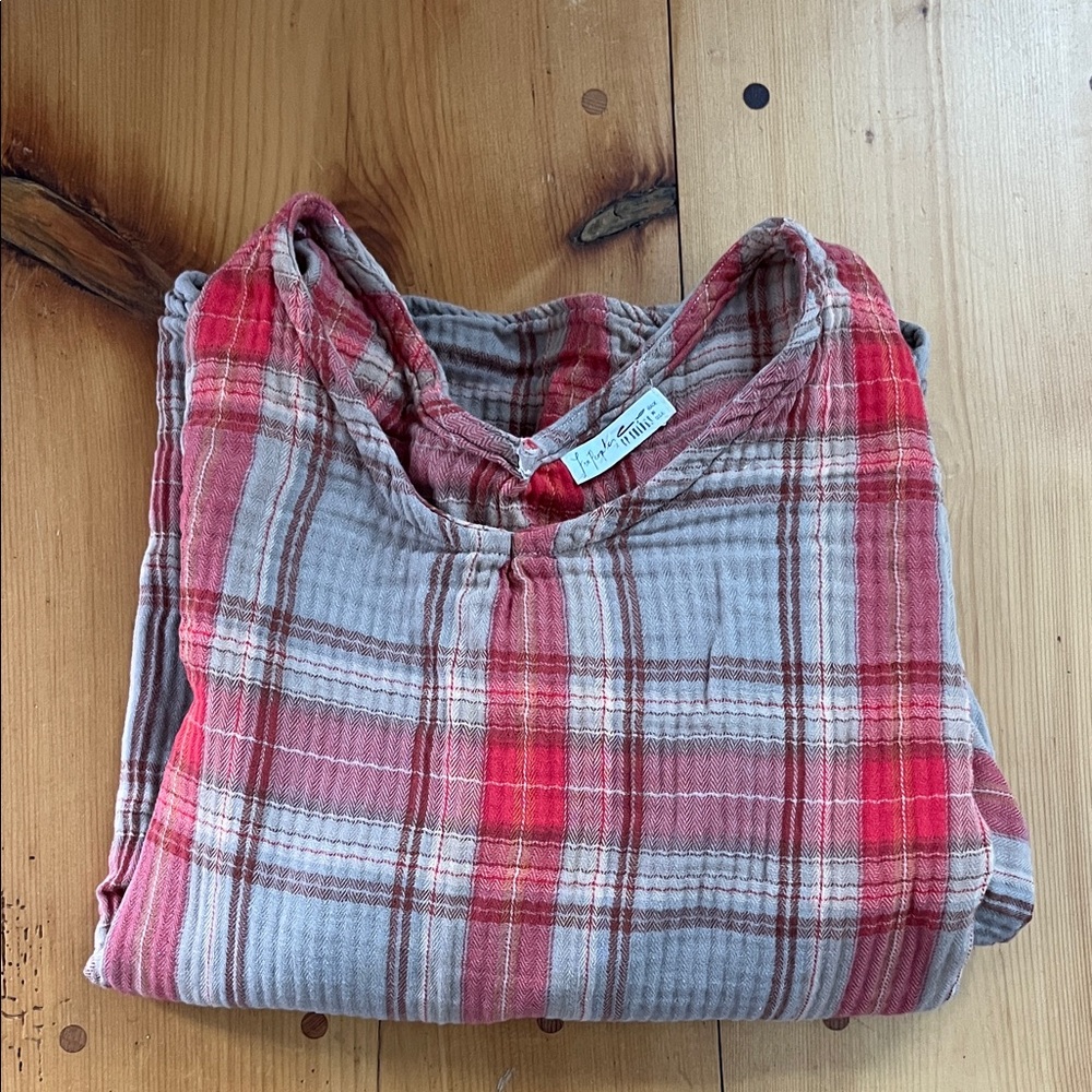 CP Shades Red and Tan Plaid Top Free People - Picture 5 of 6